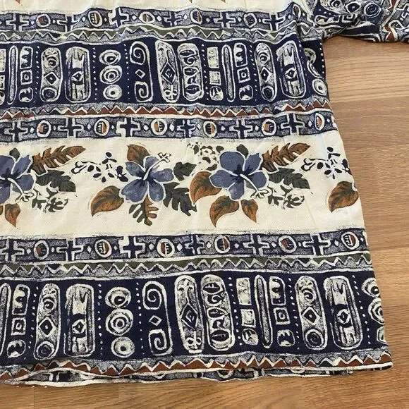 Vintage Crossings Polo Shirt T Shirt Men’s Size XL Blue Floral Aztec - Picture 3 of 10